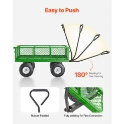 900 Lbs. 4.52 Cu. Ft. Steel, Garden Cart On Wheels, Pullable Garden Wagon Yard Cart, Outdoor Metal Utility Wagon -Vevor vevor garden carts zxhytcls900bg0tn3v0 fa 1000