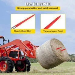32 In. 1-3/8 In. Wide Hay Bale Spear Spike Tine Garden Forks 1350 Lbs. Capacity Square Nut Tach Bobcat, Red Coated -Vevor vevor garden forks cm36x810 1350hs01v0 fa 1000