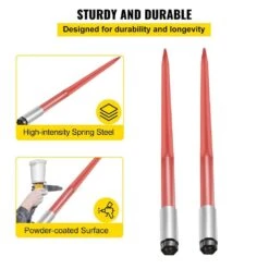 43 In. 1-3/4 In. Wide Square Hay Bale Spear Spike Garden Fork 3000 Lbs. Capacity, Red Coated (2-Pieces) -Vevor vevor garden forks cm45x1100 30002pcv0 4f 1000