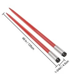 49 In. Hay Bale Spike Garden Fork 1-3/4 In. 3000 Lbs. Load With Hex Nut Sleeve Quick Attach For Bucket Tractor (2-Pack) -Vevor vevor garden forks cm45x1250 30002pcv0 76 1000