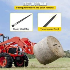 49 In. Hay Spear Spike Quick Attach Garden Forks 4000 Lbs. With Hex Nut And Sleeve For Buckets Tractors (2-Pieces) -Vevor vevor garden forks cm49yc4000dtt2z01v0 fa 1000