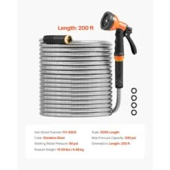 Metal Garden Hose. Fitting Size X 200 Ft., Rust Proof Stainless Steel Water Hose, Heavy Duty Backyard Hose 16 Metal Garden Hose. Fitting Size X 200 Ft., Rust Proof Stainless Steel Water Hose, Heavy Duty Backyard Hose -Vevor vevor garden hoses jstyrg200ft0yyg50v0 76 1000