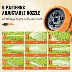 Retractable Hose Reel 1/2 In. Dia X 100 Ft. Garden Water Hose Reel With 9-Pattern Nozzle, 180° Swivel Bracket -Vevor vevor garden hoses kssjgqhtsh100f02av0 44 1000