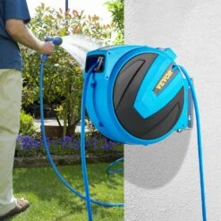 Retractable Hose Reel 1/2 In. X 75 Ft. Wall Mounted Garden Hose Reel With Swivel Bracket And 7 Pattern Nozzle Water Hose -Vevor vevor garden hoses sss75ft12inchkxspv0 31 1000