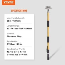 Drywall Flat Box Handle 40- 64 In. Anodized Aluminum Flat Finishing 5-Section Length Adjustable Handle Garden Trowel -Vevor vevor garden trowels gqpshsbyc4064mwtcv0 76 1000