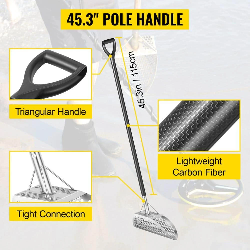 Metal Detector Sand Scoop 45.3 In. Garden Trowel Stainless Steel Metal Detecting Beach Sand Scoop Beach Metal Scoop 6 Metal Detector Sand Scoop 45.3 In. Garden Trowel Stainless Steel Metal Detecting Beach Sand Scoop Beach Metal Scoop - Image 4