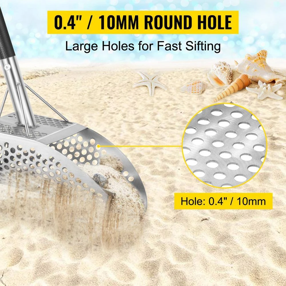 Metal Detector Sand Scoop 45.3 In. Garden Trowel Stainless Steel Metal Detecting Beach Sand Scoop Beach Metal Scoop 4 Metal Detector Sand Scoop 45.3 In. Garden Trowel Stainless Steel Metal Detecting Beach Sand Scoop Beach Metal Scoop - Image 2