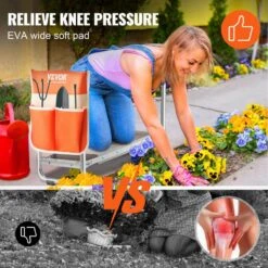 Folding Garden Kneeler And Seat, 330 Lbs. Load Capacity, 10 In. EVA Wide Pad, Portable Garden Stool, Tool Bag -Vevor vevor gardening tool accessories ycgdjhs1010invzh5v0 1f 1000