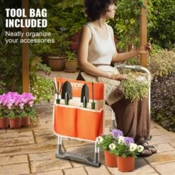 Folding Garden Kneeler And Seat, 330 Lbs. Load Capacity, 10 In. EVA Wide Pad, Portable Garden Stool, Tool Bag -Vevor vevor gardening tool accessories ycgdjhs1010invzh5v0 fa 1000