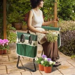 Folding Garden Kneeler And Seat, 330 Lbs. Load Capacity, 8 In. EVA Wide Pad, Portable Garden Stool, Tool Bag -Vevor vevor gardening tool accessories ycgdjls88inchpdmjv0 31 1000