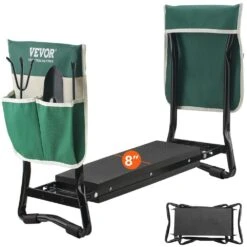 Folding Garden Kneeler And Seat, 330 Lbs. Load Capacity, 8 In. EVA Wide Pad, Portable Garden Stool, Tool Bag