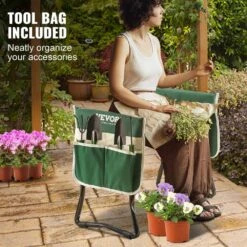 Folding Garden Kneeler And Seat, 330 Lbs. Load Capacity, 8 In. EVA Wide Pad, Portable Garden Stool, Tool Bag -Vevor vevor gardening tool accessories ycgdjls88inchpdmjv0 fa 1000