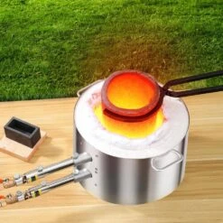 Propane Melting Furnace Kit, 16KG/35lbs Gas Metal Melting Furnace Kit, Dual Burner Foundry Home Kiln With Crucibles -Vevor vevor grill burners bwrjlshqsymg2gmygv0 31 1000