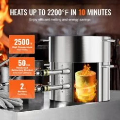 Propane Melting Furnace Kit, 16KG/35lbs Gas Metal Melting Furnace Kit, Dual Burner Foundry Home Kiln With Crucibles -Vevor vevor grill burners bwrjlshqsymg2gmygv0 4f 1000