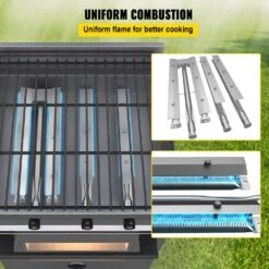 BBQ Burners Replacement Stainless Steel Burner Grill Part Kit With Air Flap Grill Burner Replacement (3-Pack) -Vevor vevor grill burners bxgrsq5rxma48rmt6v0 1f 1000