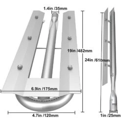 BBQ Burners Replacement Stainless Steel Burner Grill Part Kit With Air Flap Grill Burner Replacement (3-Pack) -Vevor vevor grill burners bxgrsq5rxma48rmt6v0 76 1000