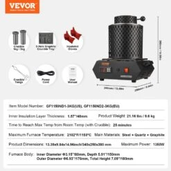 Gold Melting Furnace, 1350W Electric Digital Smelting Furnace, 2102℉/1150℃ Electric Melting Furnace -Vevor vevor grill burners cgxdrjl3kg1kgtethv1 76 1000