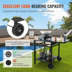 Outdoor Grill Cart With Double-Shelf BBQ Movable Food Prep Table Multifunctional Foldable Iron Table Top -Vevor vevor grill carts jshwbctc5565wnhr1v0 44 1000