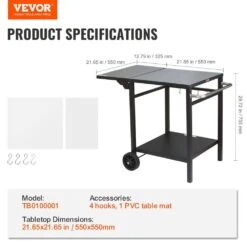 Outdoor Grill Cart With Double-Shelf BBQ Movable Food Prep Table Multifunctional Foldable Iron Table Top -Vevor vevor grill carts jshwbctc5565wnhr1v0 76 1000