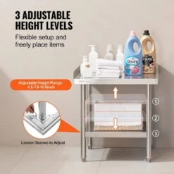 Stainless Steel Equipment Grill Stand 24 X 24 X 26 In. Stainless Table With Adjustable Undershelf Grill Stand Table -Vevor vevor grill carts sbsktbd2424ink6w9v0 44 1000