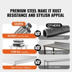 Stainless Steel Equipment Grill Stand 24 X 24 X 26 In. Stainless Table With Adjustable Undershelf Grill Stand Table -Vevor vevor grill carts sbsktbd2424ink6w9v0 c3 1000