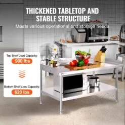 Stainless Steel Equipment Grill Stand 48 X 30 X 26 In. Stainless Table With Adjustable Undershelf Grill Stand Table -Vevor vevor grill carts sbsktbd4830inxaetv0 4f 1000