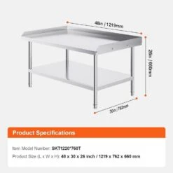 Stainless Steel Equipment Grill Stand 48 X 30 X 26 In. Stainless Table With Adjustable Undershelf Grill Stand Table -Vevor vevor grill carts sbsktbd4830inxaetv0 76 1000