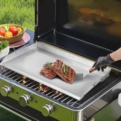 Stainless Steel Griddle 36 In. X 22 In. Universal Flat Top Rectangular Plate BBQ Charcoal Non-Stick Grill For Camping -Vevor vevor grill griddles bxgrslpdgg0000000v0 31 1000