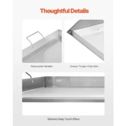 Stainless Steel Griddle 36 In. X 22 In. Universal Flat Top Rectangular Plate BBQ Charcoal Non-Stick Grill For Camping -Vevor vevor grill griddles bxgrslpdgg0000000v0 4f 1000