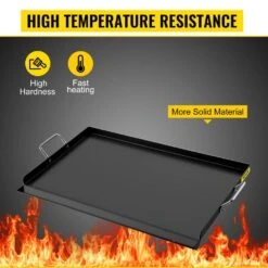 Carbon Steel Griddle 16 In. X 24 In. Griddle Flat Top Plate With Handles Rectangular Flat Top Grill With Drain Hole -Vevor vevor grill griddles rqsklypd16x243yz3v0 4f 1000