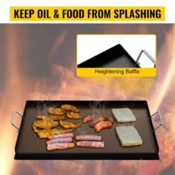 Carbon Steel Griddle 16 In. X 24 In. Griddle Flat Top Plate With Handles Rectangular Flat Top Grill With Drain Hole -Vevor vevor grill griddles rqsklypd16x243yz3v0 fa 1000