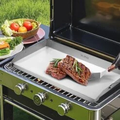 32 In. X 17 In. Stainless Steel Griddle Universal Flat Top Rectangular Plate BBQ Charcoal/Gas Grill For Camping -Vevor vevor grill griddles skjgpdjg32x17yc01v0 31 1000