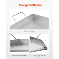 32 In. X 17 In. Stainless Steel Griddle Universal Flat Top Rectangular Plate BBQ Charcoal/Gas Grill For Camping -Vevor vevor grill griddles skjgpdjg32x17yc01v0 4f 1000