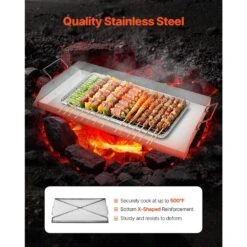 32 In. X 17 In. Stainless Steel Griddle Universal Flat Top Rectangular Plate BBQ Charcoal/Gas Grill For Camping -Vevor vevor grill griddles skjgpdjg32x17yc01v0 c3 1000