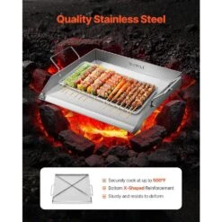 Stainless Steel Griddle 18 In. X 16 In. Universal Flat Top Rectangular Grills With 2 Handles And Grease Groove, Silver -Vevor vevor grill griddles skjpdjg16x18yc001v0 c3 1000