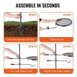 Swivel Campfire Grill Portable Camp Fire Racks 360° Adjustable Open Fire Outdoor Cooking Equipment -Vevor vevor grill racks lsyykjdgl1414cjxov0 44 1000