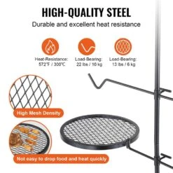 Swivel Campfire Grill Portable Camp Fire Racks 360° Adjustable Open Fire Outdoor Cooking Equipment -Vevor vevor grill racks lsyykjdgl1414cjxov0 4f 1000