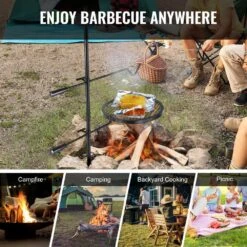 Swivel Campfire Grill Portable Camp Fire Racks 360° Adjustable Open Fire Outdoor Cooking Equipment -Vevor vevor grill racks lsyykjdgl1414cjxov0 fa 1000