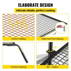 Grill Grate 24 In. X 24 In. Single Layer Open Fire Heavy-Duty Steel Campfire Swivel Grill With Heat Dissipation Handle -Vevor vevor grill racks skjkdjjxdcxzshqv6v0 44 1000