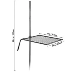 Grill Grate 24 In. X 24 In. Single Layer Open Fire Heavy-Duty Steel Campfire Swivel Grill With Heat Dissipation Handle -Vevor vevor grill racks skjkdjjxdcxzshqv6v0 76 1000