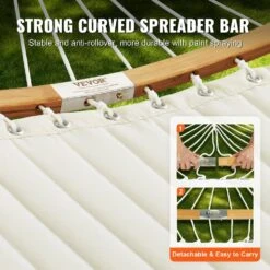 Double Quilted Fabric Hammock 12 FT Double Hammock With Curved Spreader Bars 2-Person Quilted Hammock -Vevor vevor hammock chairs hfdcmbscsbdzjy16nv0 1f 1000