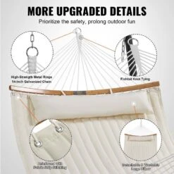 Double Quilted Fabric Hammock 12 FT Double Hammock With Curved Spreader Bars 2-Person Quilted Hammock -Vevor vevor hammock chairs hfdcmbscsbdzjy16nv0 44 1000