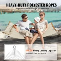 Double Quilted Fabric Hammock 12 FT Double Hammock With Curved Spreader Bars 2-Person Quilted Hammock -Vevor vevor hammock chairs hfdcmbscsbdzjy16nv0 4f 1000