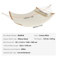 Double Quilted Fabric Hammock 12 FT Double Hammock With Curved Spreader Bars 2-Person Quilted Hammock -Vevor vevor hammock chairs hfdcmbscsbdzjy16nv0 76 1000