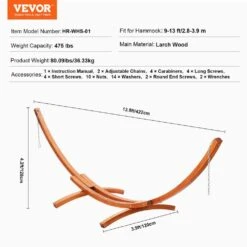 9-13 Ft. Wood Hammock Stand 166.1 L In. X 47.2 W In. X 50.3 H In. 475 Lbs. Capacity -Vevor vevor hammock stands xxxdcjxxxmz1y79iev0 76 1000