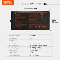 Seedling Mat 10 In. X 20.75 In. Heat Mats (2-Pack) MET-Certified Waterproof Heating Pad -Vevor vevor heat mats ymjrd10x2075qx9rkv1 76 1000