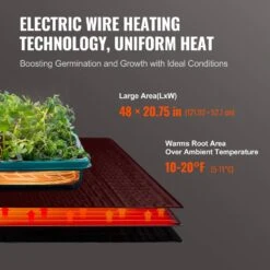 Seedling Mat 48 In. X 20.75 In. Heat Mats (1-Pack) MET-Certified Waterproof Heating Pad -Vevor vevor heat mats ymjrd48x2075w1r9jv1 4f 1000