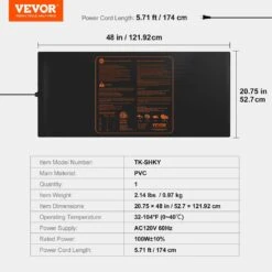 Seedling Mat 48 In. X 20.75 In. Heat Mats (1-Pack) MET-Certified Waterproof Heating Pad -Vevor vevor heat mats ymjrd48x2075w1r9jv1 76 1000