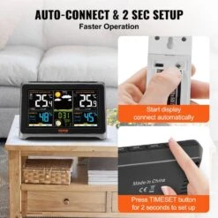 Wireless Digital Weather Station With Sensor 7.5 In. Display Atomic Clock Forecast Data Calendar Alarm Alert Temperature -Vevor vevor home weather stations snqxzwx75vaaaaq08v1 44 1000