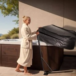 Hot Tub Cover Lift Spa Cover Lift Height Width Adjustable 1-Piece Bath Hardware Set In Black Instruction Included -Vevor vevor hot tub cover lifters sdslctx00000jg2d1v0 31 1000